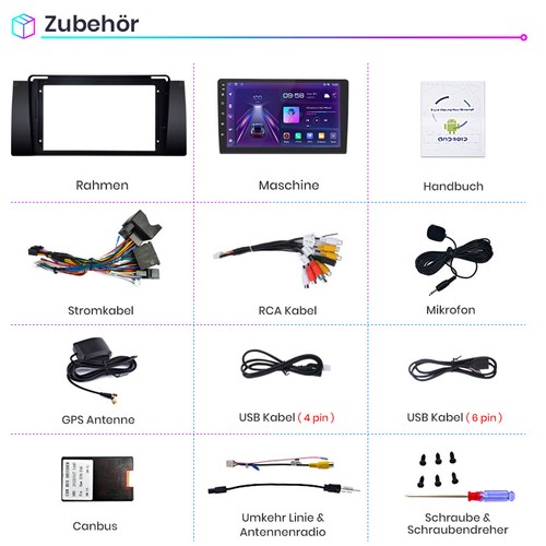 Android12.0 Autoradio Für BMW X5 E53 2000-2007 9" GPS NAVI WIFI BT RDS DAB+ 32GB - Bild 11 von 11