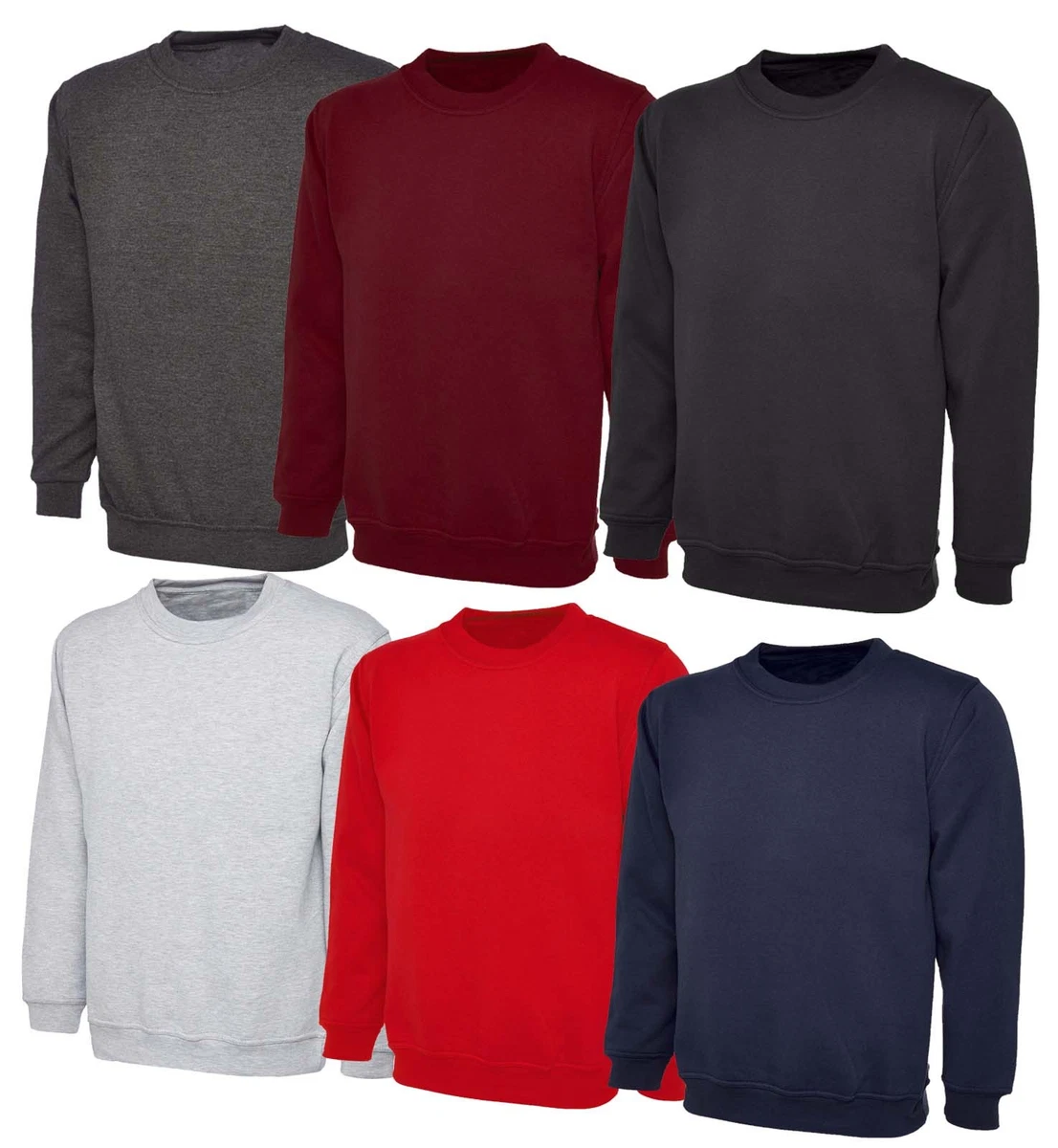 Mens Plain Sweatshirt Jersey Pullover Jumper Work Sweater Casual Leisure Top new