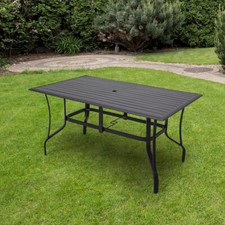 Garden Patio Dining Table with Umbrella Hole Metal Outdoor Tables for 4-8 Person