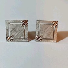 Vintage SWANK Silver Tone Brushed Fleur de lis Cufflinks-Signed