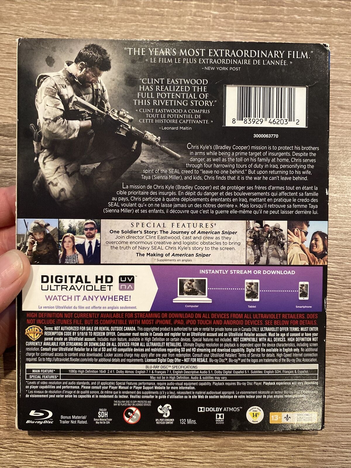 American Sniper (Blu-ray/DVD, 2-Disc Set, Canadian)