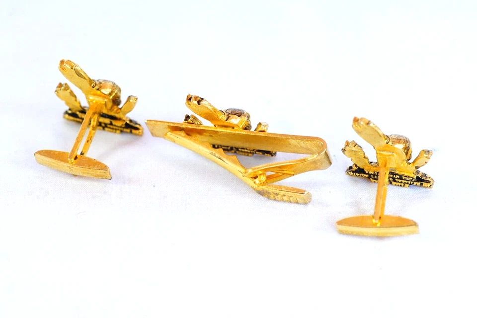 Gemelos de barra de corbata vintage Indian Head Inc Textile Mills publicidad Natona Mills Foto 4 de 4