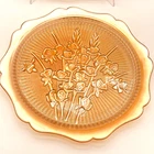 Jeanette Vtg 1950’s Marigold Carnival Glass Iris Herringbone Platter Tray 11.5"