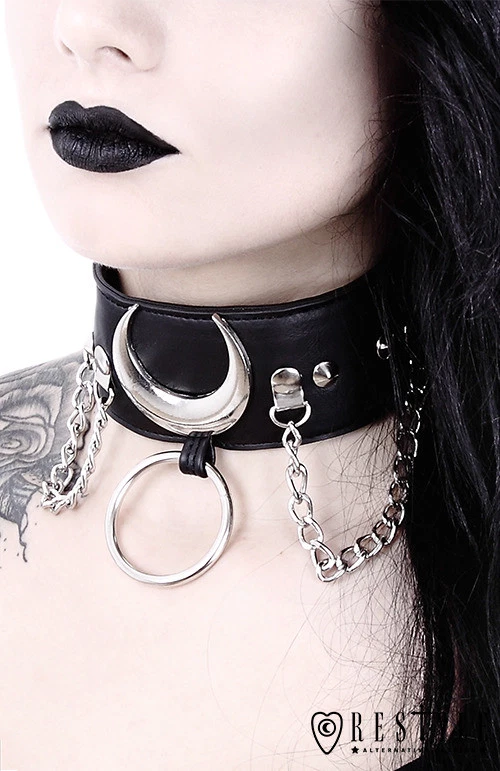 Restyle Iron Moon Collar Black Goth Punk Emo Gothic Adult Womens Necklace  Choker