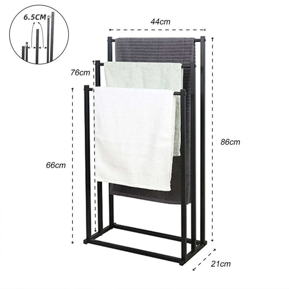 Handtuchhalter Stehend Handtuchständer Badetuchhalter mit 3 Handtuchstangen DE - Bild 2 von 4