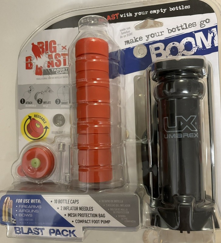 Umarex Big Blast Plastic Bottle Top CapTargets with10 Reusable Caps WithAir Pump