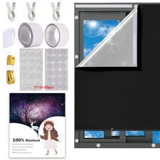 LazBlinds 100% Blackout Door Curtain, No Tools No Drill Cordless Blinds for