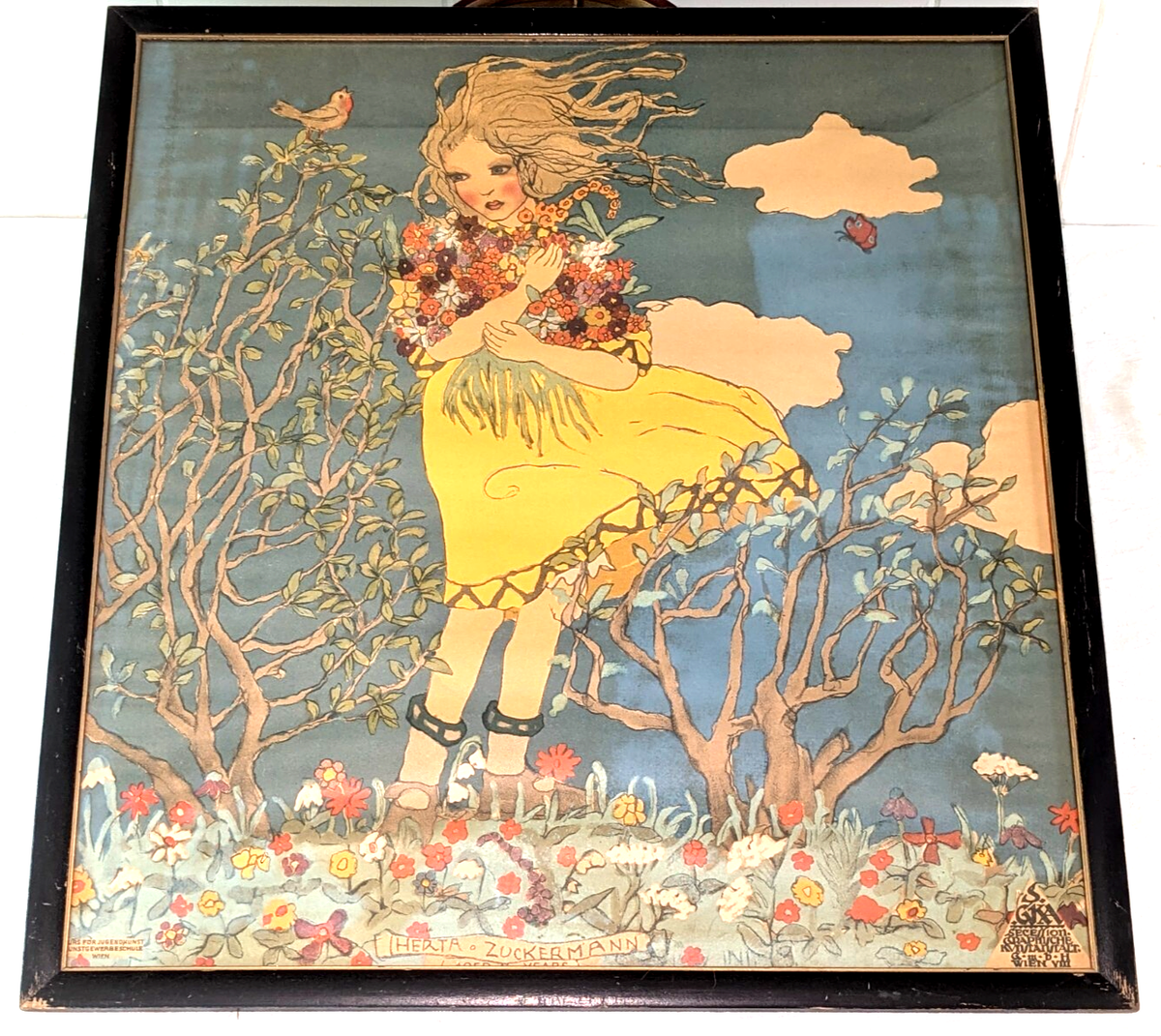 Franz Cizek (1865- 1946) Antique Framed Original Lithograph Herta