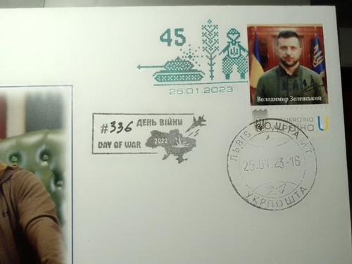 Ucrania 2023 presidente de Ucrania Volodymyr Zelenskyy sobre postal - Imagen 3 de 4