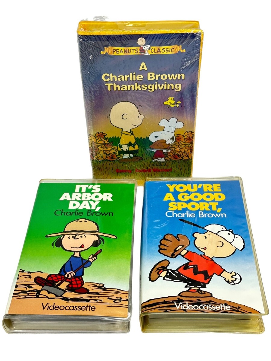 Charlie Brown Peanuts 3 VHS Set (+ STICKERS!) Thanksgiving Arbor