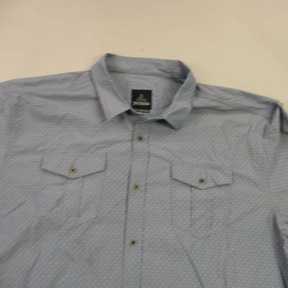 Camisa PrAna Para Hombres 2XL Manga Larga Bolsillos Senderismo Aire Libre Botón Delantero Azul Foto 3 de 4