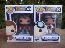 (2) Back to the Future Bobble Heads (Marty McFly, Dr. Emmett Brown) by Funko NIP