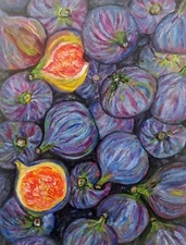Figs Painting Original Food Fruit Still Life Purple Impressionist Realistic Art