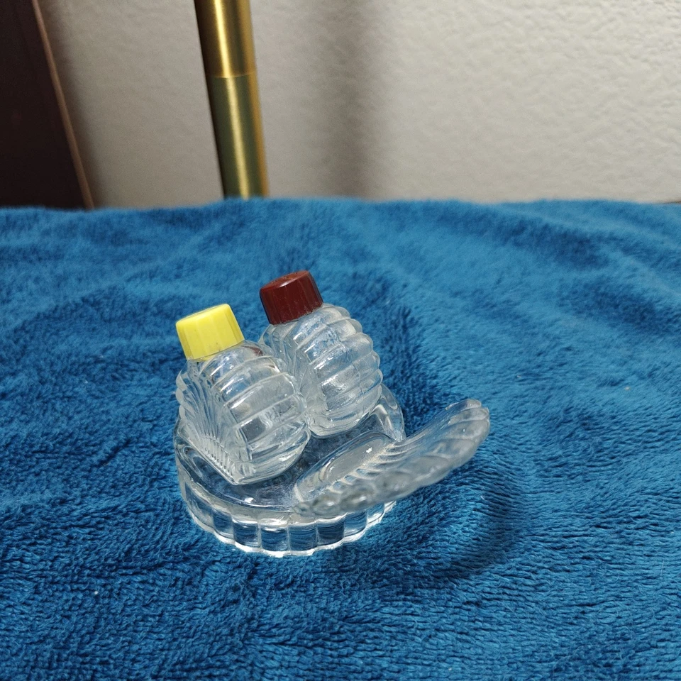 Juego de coctelera de vidrio estilo Art Deco Fantail vintage de los años 50 sal pimienta  Foto 2 de 4