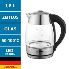 LMG Wasserkocher Glas Edelstahl 1,8l LED Temperaturwahl 60&ndash;100&deg;C 2200W Modern