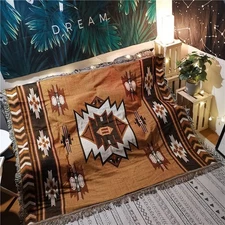 Aztec Throw Blanket Native American Blanket Southwestern Boho Decor Reversibl...