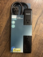 Philips Home Power 6-Outlet AC Surge Protector with 4ft Extension Cord - Black