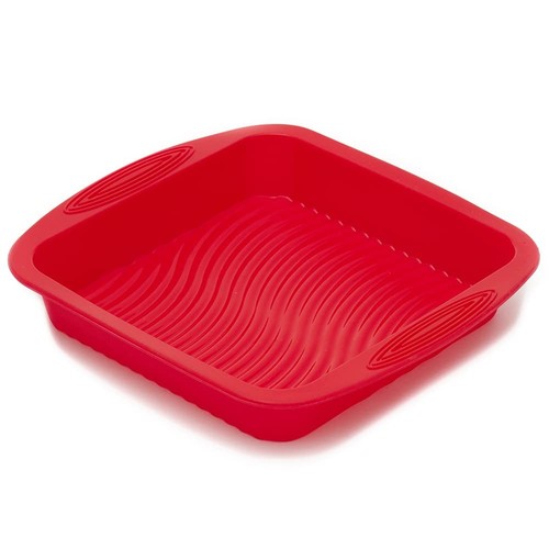 Silicone Bakeware - 6 Piece Square Mini Fluted Pan, Non-stick, Heat-resistant...