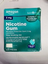 Amazon Basic Care Nicotine Polacrilex Gum 2 mg Arctic Mint 220 Pcs Exp 02/26