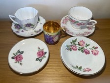 Vintage Ceramic Teacup and Saucer Lot, English Bone China 1950s, Tuscan Victoria