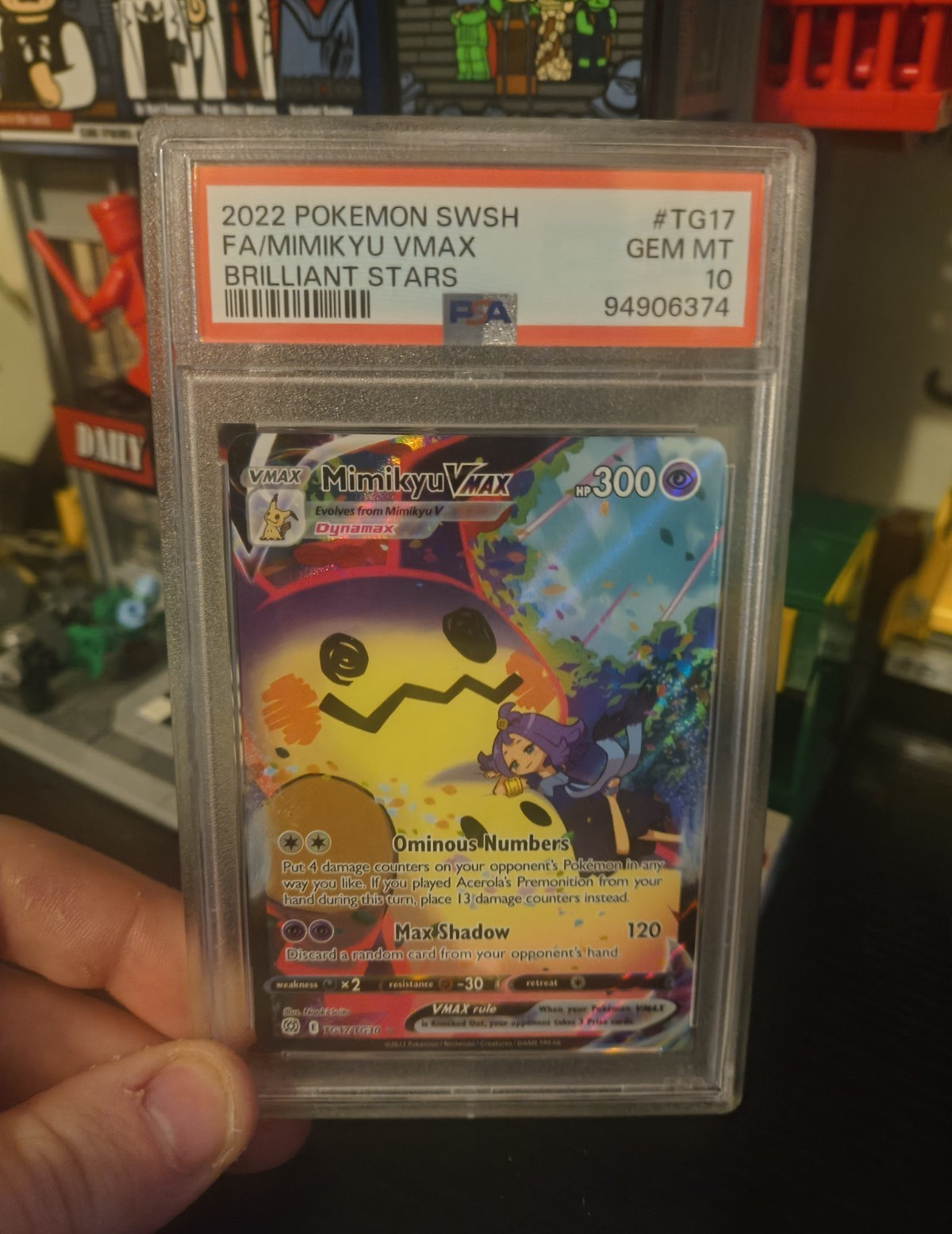 2022 POKEMON SWORD & SHIELD BRILLIANT STARS #TG17 FA/MIMIKYU VMAX BRILLIANT STARS