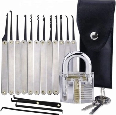 Lock Practice Set   15 PCS Stainless Steel Tools with Transparent Trainin