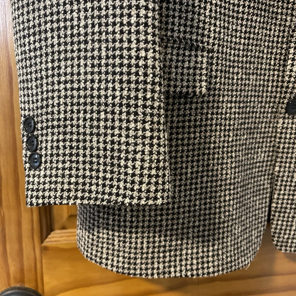CHAQUETA BLAZER TWEED TEJIDA 100% LANA BLANCO Y NEGRO VINTAGE PARA HOMBRE - PIERRE CARDIN Foto 3 de 4