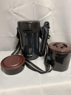 Rare TIGER SAHARA Thermal Soup Food Lunch Bento Thermos DARK BLUE Shoulder Strap