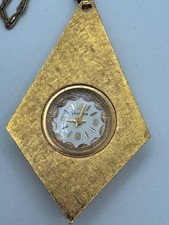 Vintage VANTAGE 7 Jewels Gold Tone Mechanical Pendant Watch WORKS