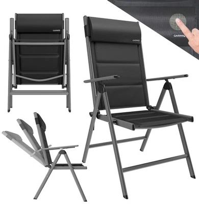 GARMIO® Gartenstuhl Balkonstuhl Hochlehner Klappstuhl Klappbar Garten schwarz