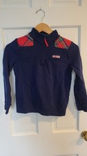 Vineyard Vines Sweater Blue Red Tartan Plaid 1/4 Zip Pullover Youth Sz M 10/12