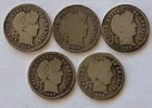Lot Of Five 1908-P Silver Barber Dimes