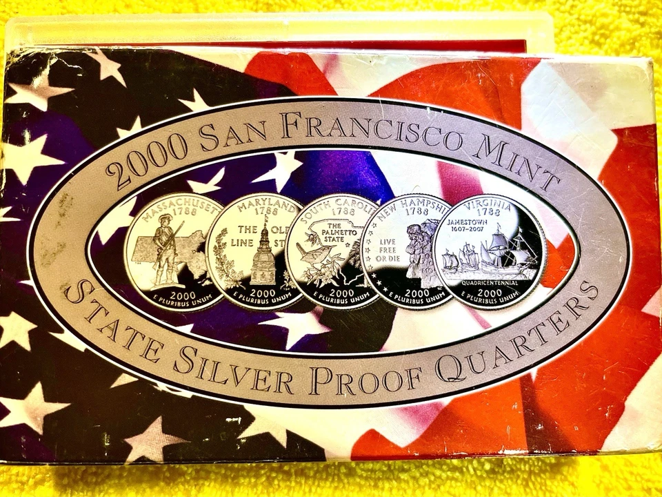 2000 S SILVER Proof State Quarter Set• With Box & COA•5 Encased Silver Proof• - Image 4 of 4