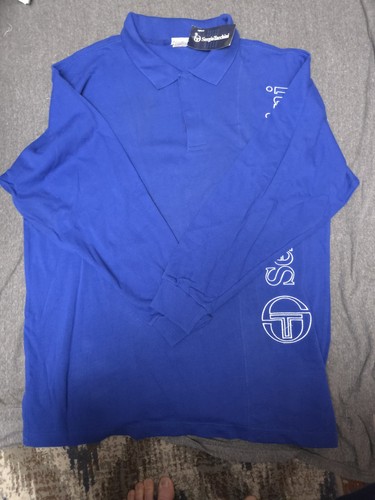 Sergio Tacchini, NWT Vintage Sergio Tacchini Long Sleeve Polo Shirt Electric Blue XL