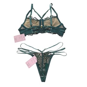 Empress Mimi Madame X Emerald Green Cage Strappy Bra Lingerie Set S/XS Boudoir