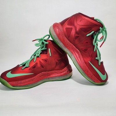 Nike LeBron X Christmas Shoes 2012 Red and Green - Children Kids Youth size 3.5y