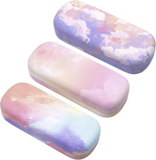 3 Pack Sunglass Cases Hard Shell, Cute Large Eyeglasses Case Linen Clound Glass