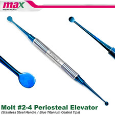 Molt 2-4 Periosteal Elevator  Dental Flap Lift Blue Titanium Coated Tips  X1