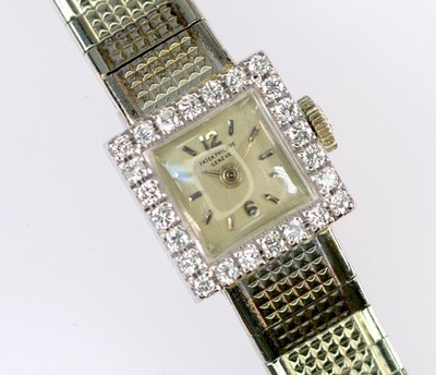 Patek Philippe Square 3268/6 Cocktail Handaufzug 18k Weissgold vintage 15mm Dame