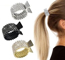 3 Pack Rhinestone Hair Claw Clips for High Ponytail Buckle Holder Long Hair