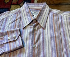 Versace Collection Bright Multicolor Striped Button Dress Shirt Mens 17 43 L XL