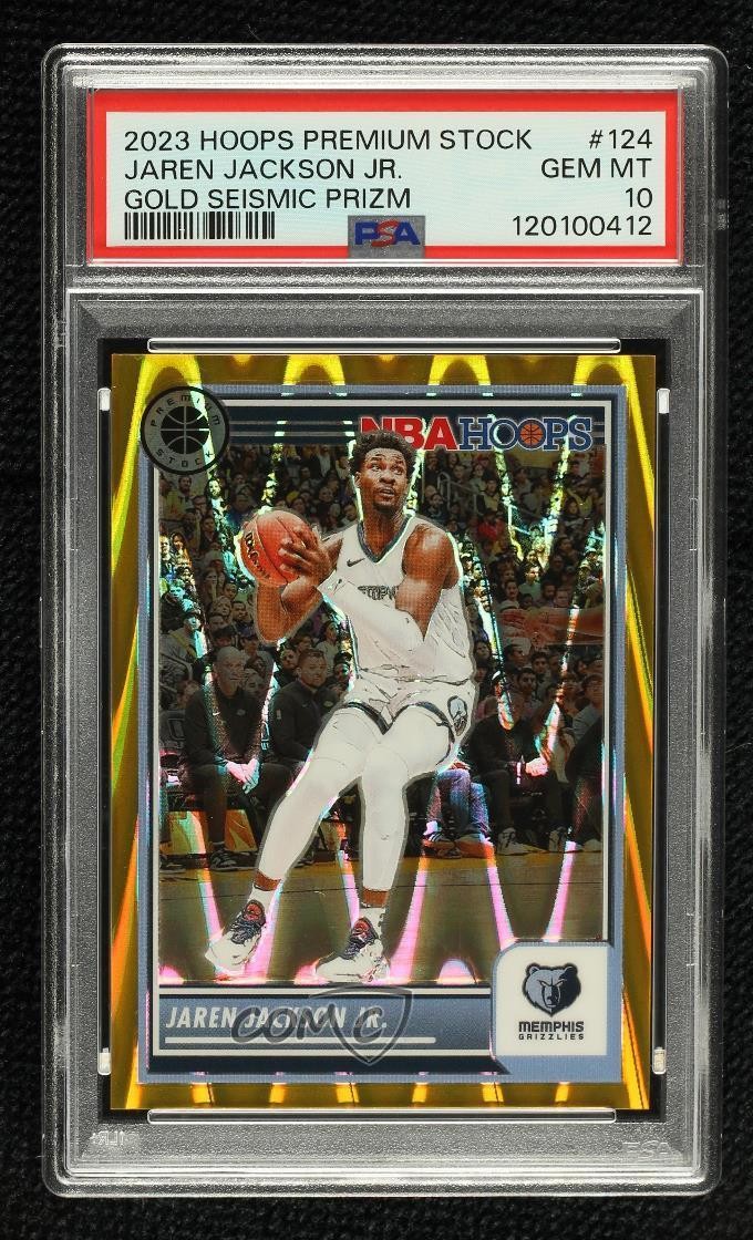 2023 NBA Hoops Premium Stock Gold Seismic Prizm 8/10 Jaren Jackson Jr PSA 10 8d2