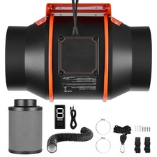 Inline Duct Fan Kit with Carbon Filter, 402 CFM 6 inch EC Motor Ventilation Fan