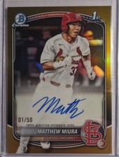 2025 Bowman Draft Chrome Matthew Miura Gold Refractor Auto #1/50