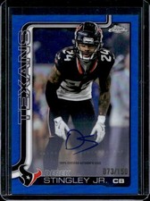 2025 Topps Chrome Derek Stingley Jr. Auto Blue Refractor #/150 Texans