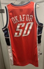 Emeka Okafor Charlotte Bobcats NBA Jersey Men L Reebok Orange Vtg MJ #50 2005