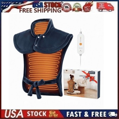 Maxkare Large Heating Pad for Back And Shoulder Pain Relief 24'' x 33''. Navy Blue