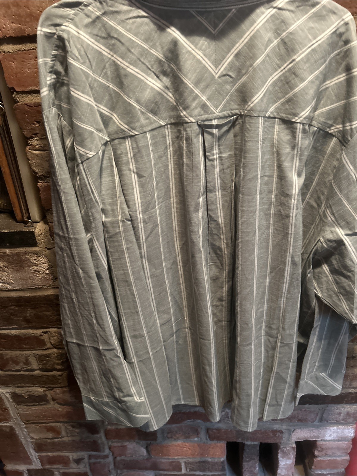 NWT Auden Target Sage Green Striped Oversized Casual Button Up Shirt Size 4X image 7