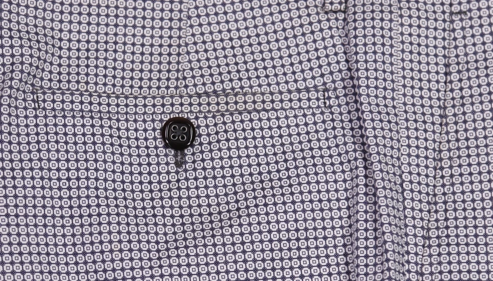 Pantalones para hombre Etro azul marino blanco estampado geométrico algodón frente plano 36x34 Foto 3 de 4