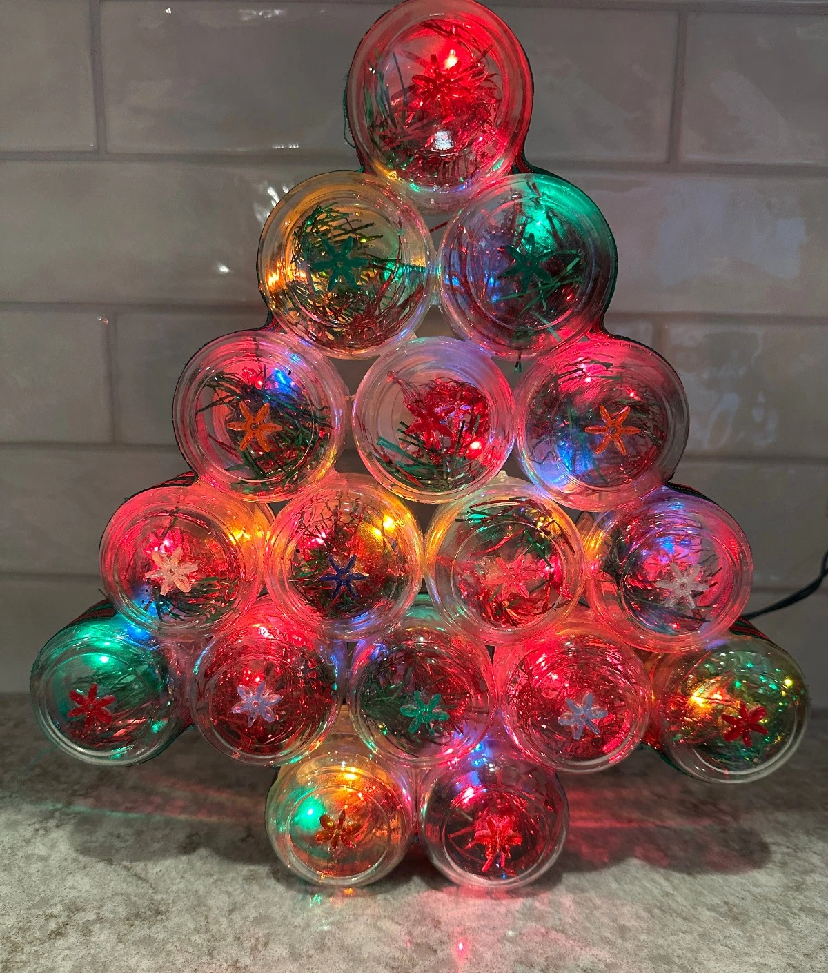 Vintage Handmade 17 Lighted Baby Food Pyramid Jar Christmas Tree- Folk Art 12.5"
Opens in a new wind